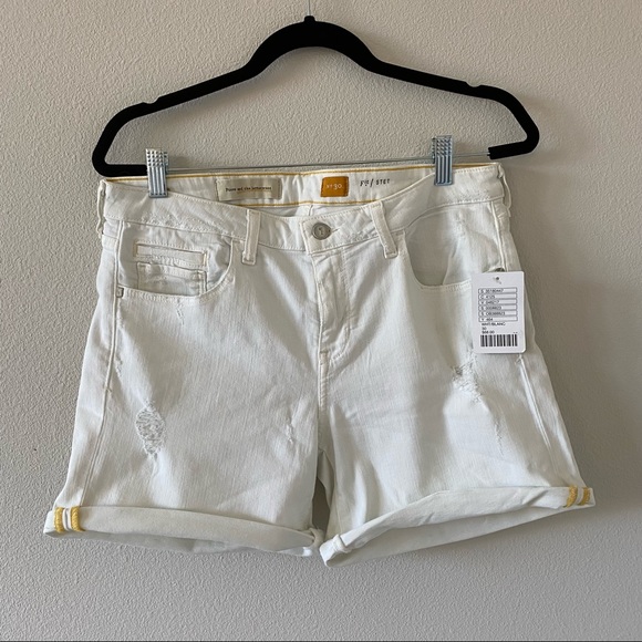 Pilcro and the Letterpress Pants - Pilcro and the Letterpress white jean Anthropologie shorts